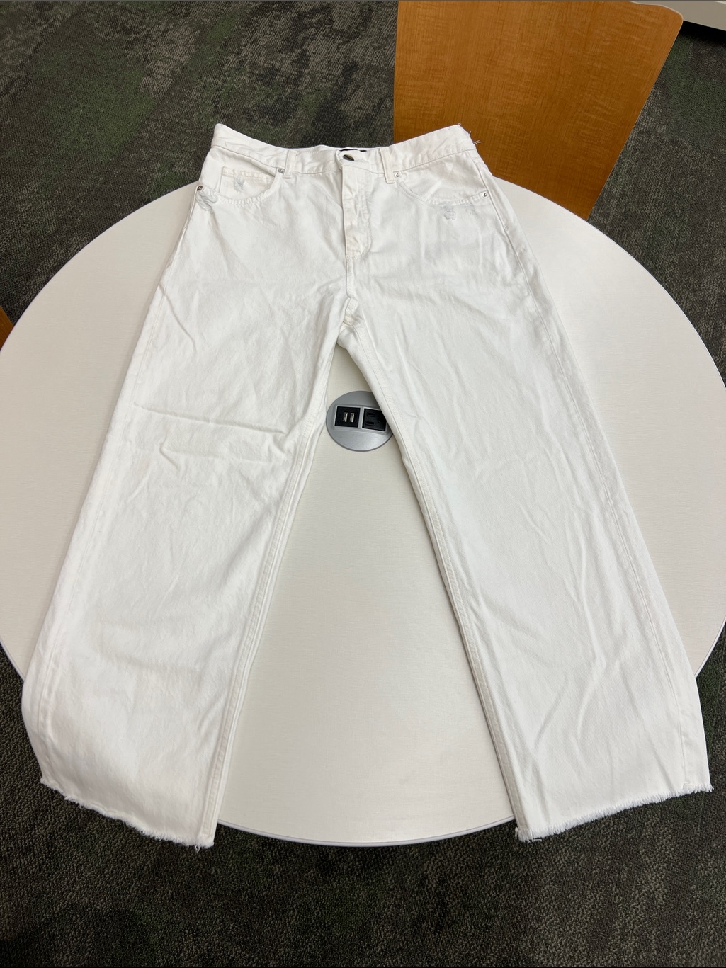 Me+Em White Denim Cropped Relaxed Fit Non-Stretch Slight Wide Leg Pants Jeans 28